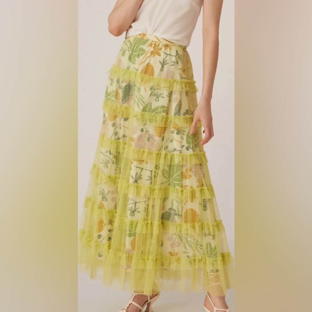 EUC Let Me Be tulle overlay maxi skirt ANTHRO like NEW